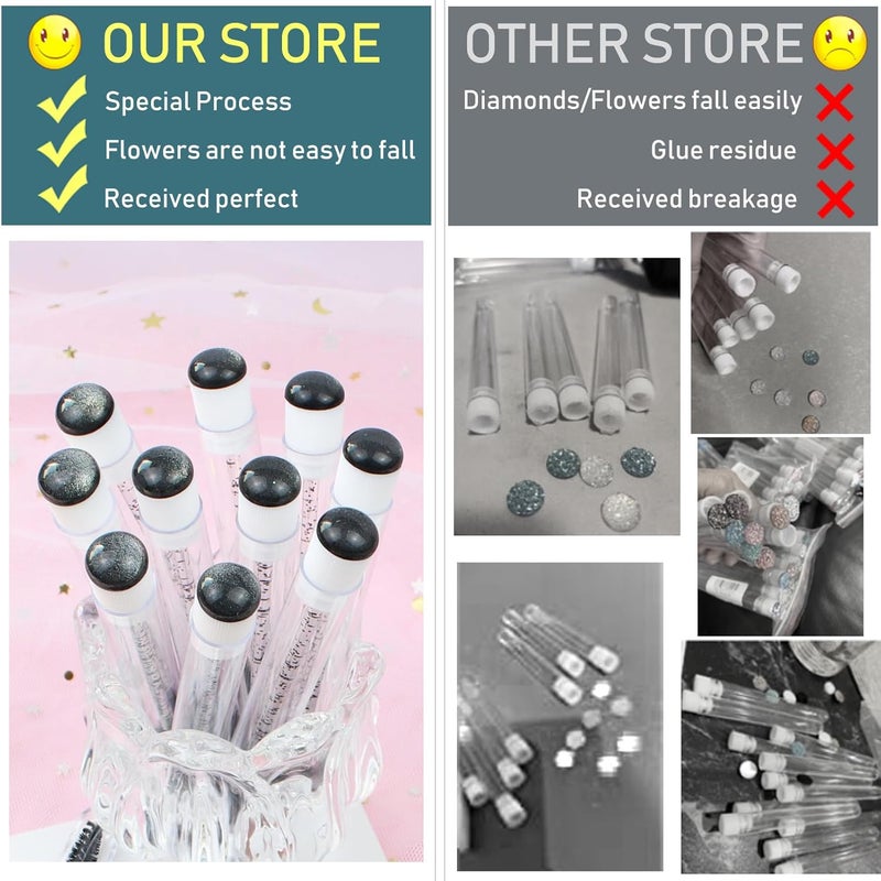 SenRocc 20 Sets Mascara Wands Tube Set Reusable Lash Spoolies Tube Diamond Eyelash Brush Tubes Spoolies Lash Extension Brushes Applicators Makeup Tools (sky-Black) - Image 4